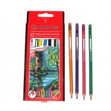 Набор цветных пластиковых карандашей 12 цветов с ластиком "Radius" №CP-109